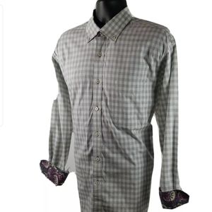Alan Flusser Button Down  Mint Green/Purple Sz L